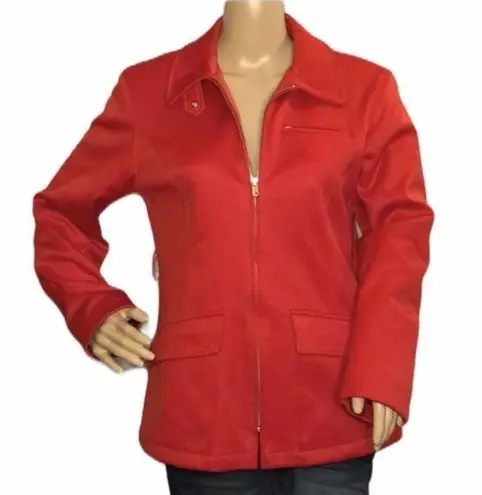 Gallery Petite Red Zip Up Moto Jacket Petite Small