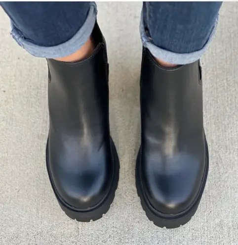 Soda Black Chunky Heel Ankle Bootie