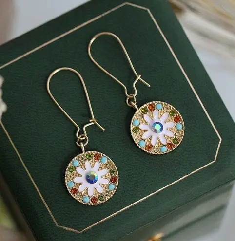 Elegant Romantic Disc Dangle Drop Earrings for Women Gold