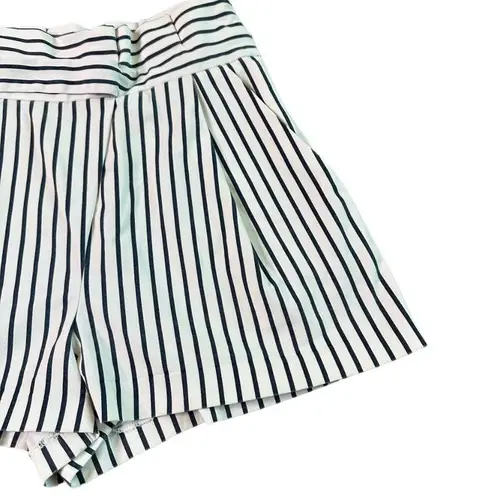 ZARA  Trafaluc Black White Stripe Shorts Paper Bag High Waist w/ Belt Size Small