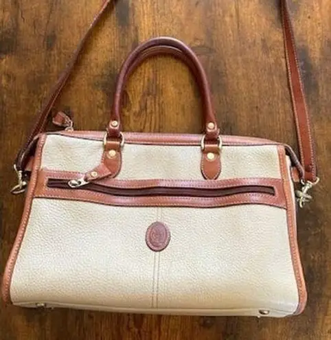 Liz Claiborne Vintage Genuine Leather Shoulder Bag Beige And Brown