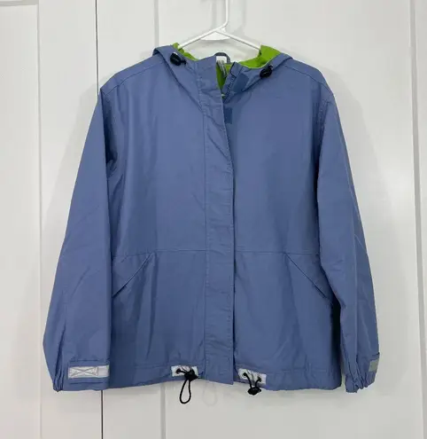 Hanna Andersson XS Blue, Lime Green Unisex Windbreaker Hooded Rain Jacket Blue