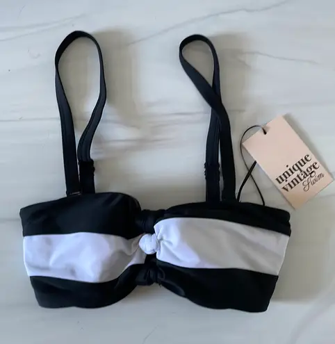 Unique Vintage Swim Black and White Bikini Top- Size XS- NWT