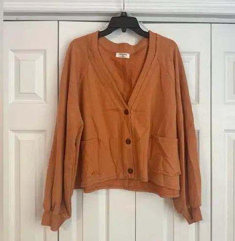 Zenana Orange Cropped Cardigan, 2X