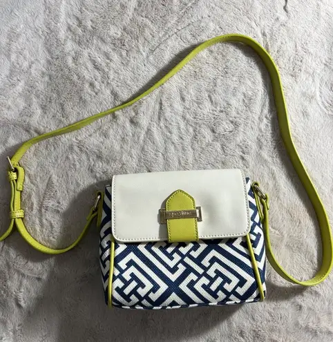 Spartina 449 Crossbody Bag Navy White Geometric Print With Lime Green Accents Ad