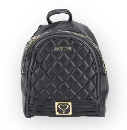 Love moschino new ❤︎︎ Quilted Logo Hardware Backpack ❤︎︎ Black Gold Hardware ❤︎︎