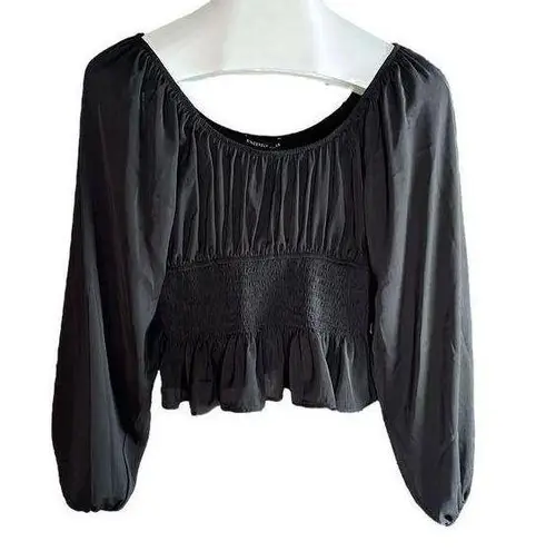 Sincerely Jules Peplum Balloon Sleeve Smoked Blouse