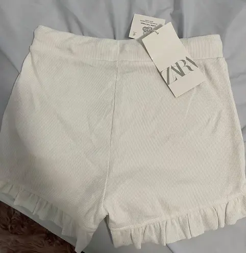 ZARA White Ruffle Shorts