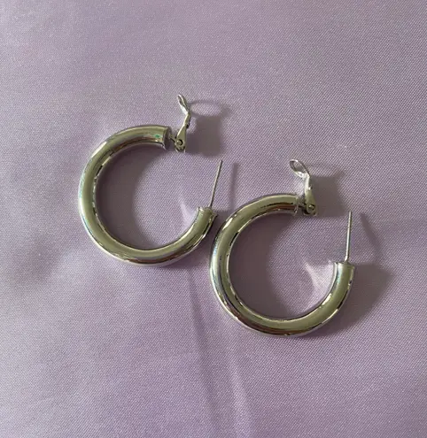 American Eagle Silver Plated Chunky Hoop Earrings 