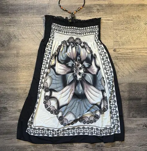 Fun print dress — Beaded bandeau dress with boho/hippy print Size L