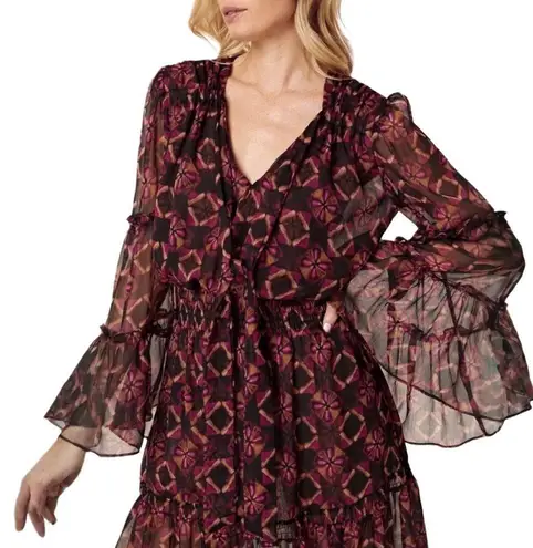 MISA Los Angeles NWT Celeste Shibori Prism Multicolor Midi Dress Size XS