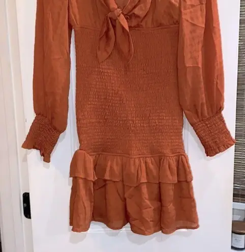 Storia  rust color smocked bodycon dress size medium