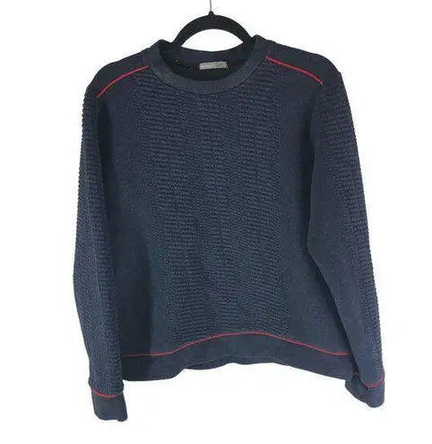 ZARA  Collection W&B Womens Sweatshirt Textured Boxy Crew Neck Navy Blue L
