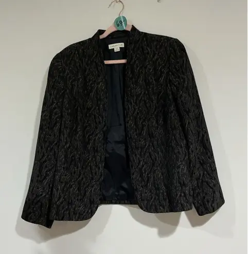 Coldwater Creek Woman’s Cold water Creek Size Medium Open Front Blue Gold Lined Blazer