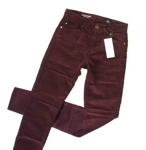 AG Adriano Goldschmied NWT  Farrah Skinny in Deep Currant Stretch Velvet Pants 24