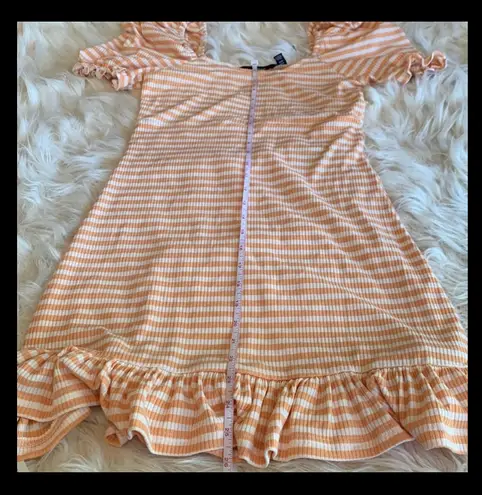 VERO MODA Tangerine and White Ribbed Ruffle Mini Dress Juniors Size Medium NWOT