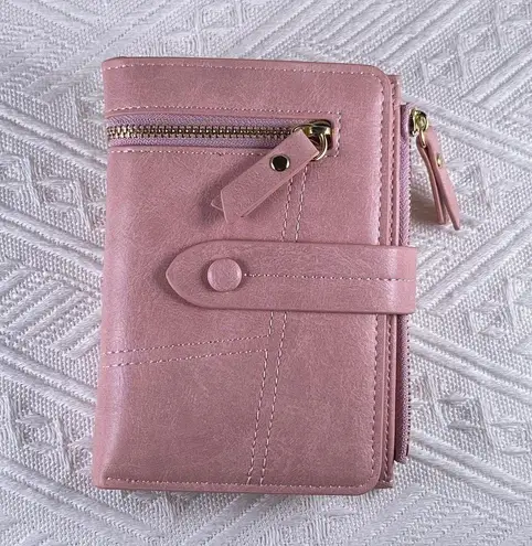 Wallet for Women,Trifold Snap Closure Wallet,Credit Card Holder Coin Purse Pink