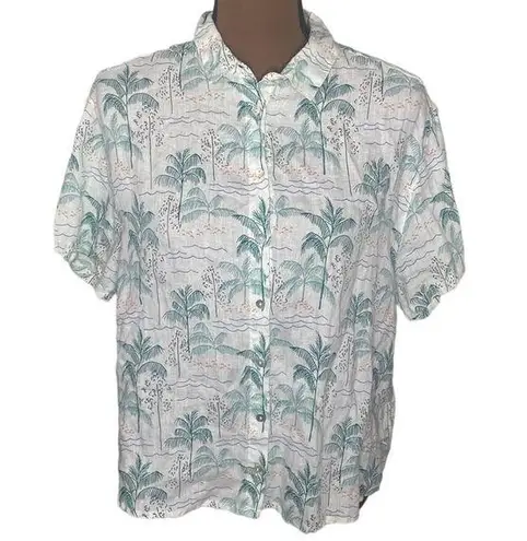 C&C California C & C California linen tropical palm beach scenery print camp shirt size M