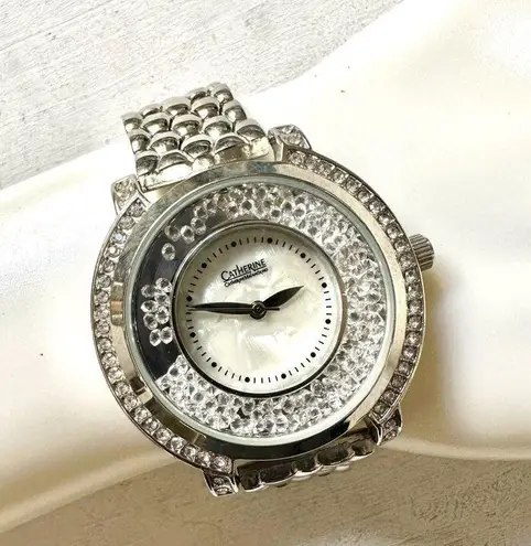 Catherine Malandrino silver tone bling rhinestone watch