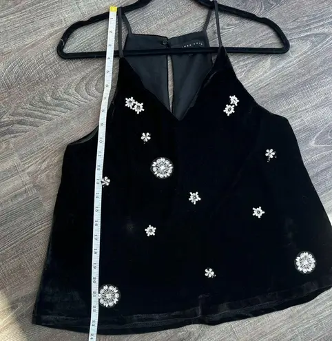 Endless Rose Black Velvet Cami with Crystal Embellishments Sz S
