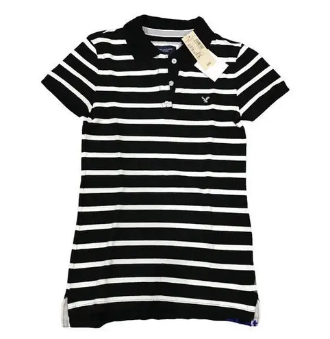 American Eagle NWT  Black & White striped Polo XS new with tags AE AEO