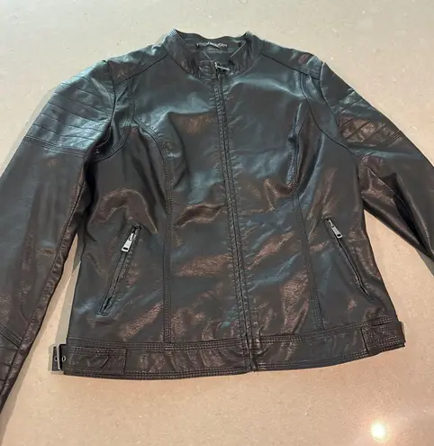 LA coalition jacket womens large Black Faux Leather Motorcycle Jacket Biker