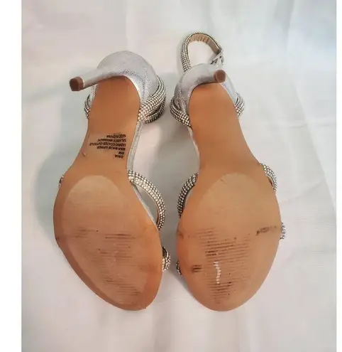 Lauren Lorraine Heels size 6 Silver Embellished Formal Ankle Strap S37