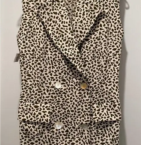 NWT VTG 80s 90s Georges Rech Giraffe Animal Print Double Breasted Blazer Vest Brown Size 6