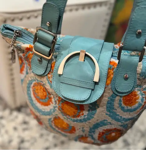 Italian Designer Nuovedive Sequin & Leather Handbag Blue