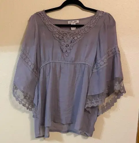 Ultra Pink  Gray Short Sleeve Blouse Size Medium