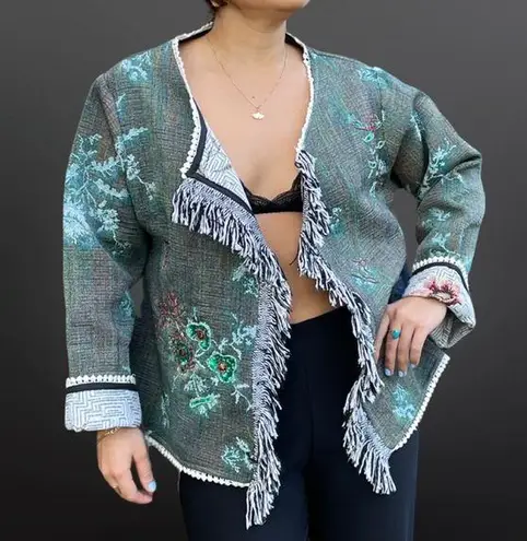 Blanket jacket with sequin appliqués by Signal [H3R] Size 1X