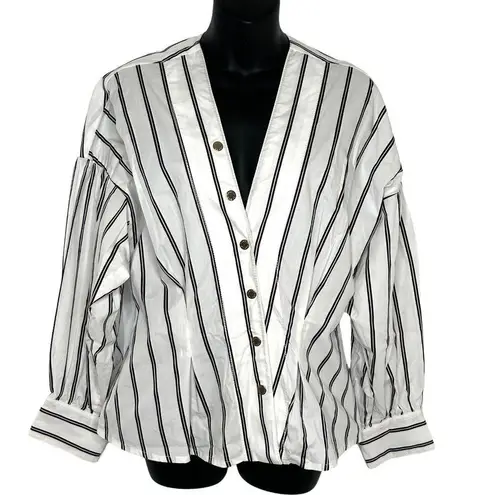 Sandro NEW Womens Naelle Striped Top White Black Long Sleeve Size 2 /US M ($340)