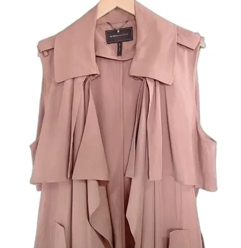 BCBGMAXAZRIA  Brielle Sleeveless Belted Trench Coat Mocha Beige Womens Size Large