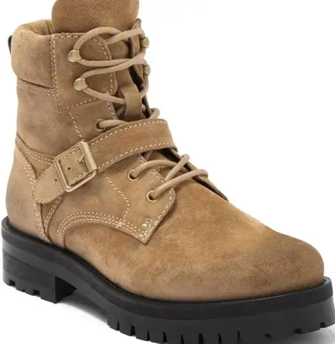 ALLSAINTS Paulina Suede Buckle Boot in Desert Tan- Lugsole Combat Boot Womens 6
