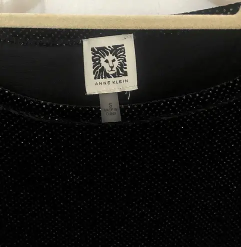 Anne Klein  Sparkly Black Puff Sleeve Top with Stretch