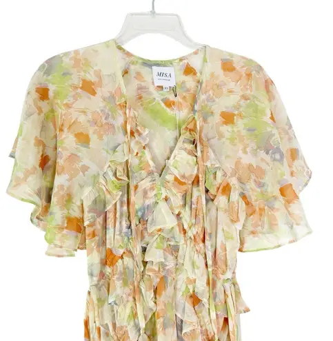 MISA Los Angeles  Alana Floral Flutter Maxi Dress Pale Yellow Size XS NWT