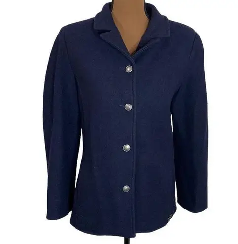 Giesswein vintage merino wool itch lapel navy pea coat pockets Austria sz EU 36