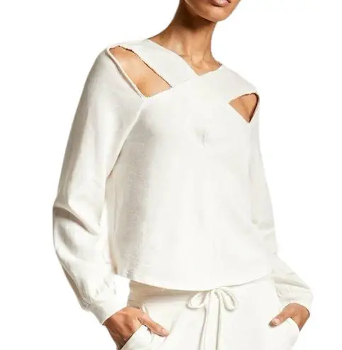 New Lanston Cutout Cross Front Pullover Lightweight Sweatshirt Off White Size XS