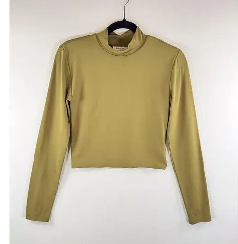 Babaton Aritzia Womens Top Green Cropped Mock Neck Long Sleeve Pullover Medium