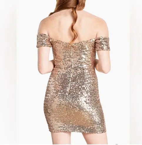 Dress the Population | Jada Gold Sequined Jersey Mini Dress Sz. Medium