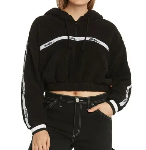 Dickies Black Cropped Fuzzy Hoodie Sz.M NWT