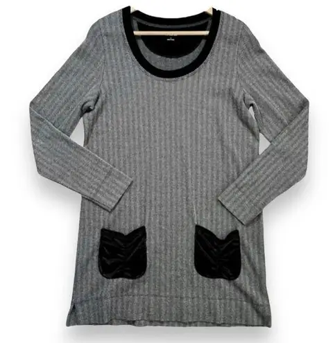 Soft Surroundings NWOT Herringbone Velvet Trim Sweater Tunic Dress