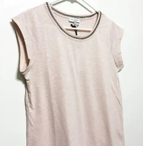Current Air New! Pink Crew Neck Short Sleeve Chain Accent Top