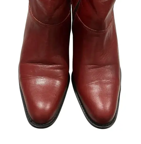 Connie Y2K Mid Calf Red/Maroon Leather Chunky Heel Boots Red Size 7