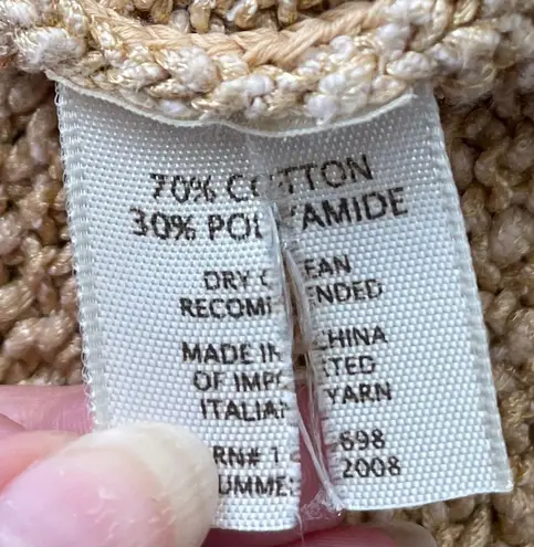 margaret o'leary Gold Knit Short Sleeve Cardigan with Pockets, size L