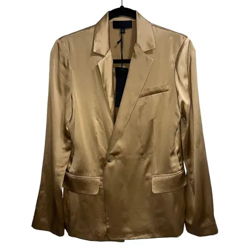 Nili Lotan NEW NWT Lena Double Breasted 100% Silk Blazer Jacket Khaki