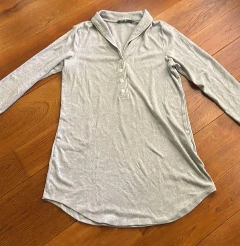 Ralph Lauren Lauren  Sz L Gray Flannel Sleep Shirt Nightgown Cozy!