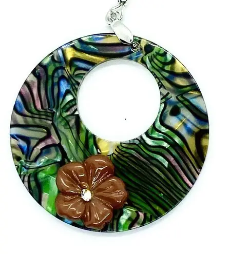 Boutique Abalone Shell Style Flower Rhinestone Earrings