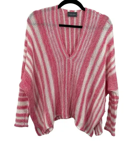 Wooden Ships  Beachcomber Top Cotton Pink White Pullover Open Knit XS Sweater