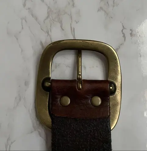 Linea Pelle Pierced Studded Brown Genuine Leather Belt Size L